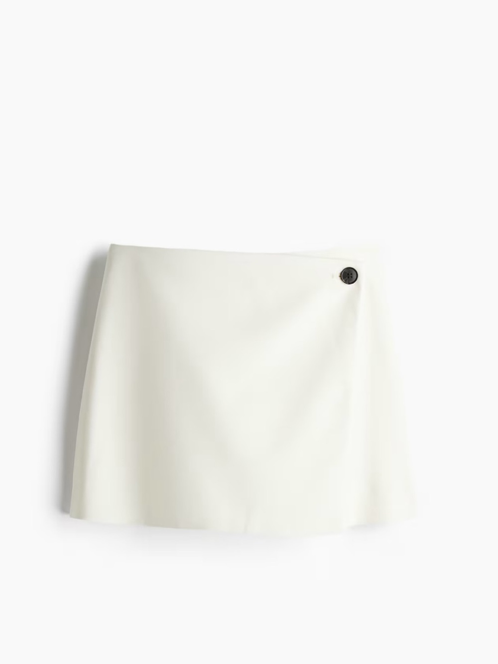 H&M White Mini Wrap Skirt with Contrast Button